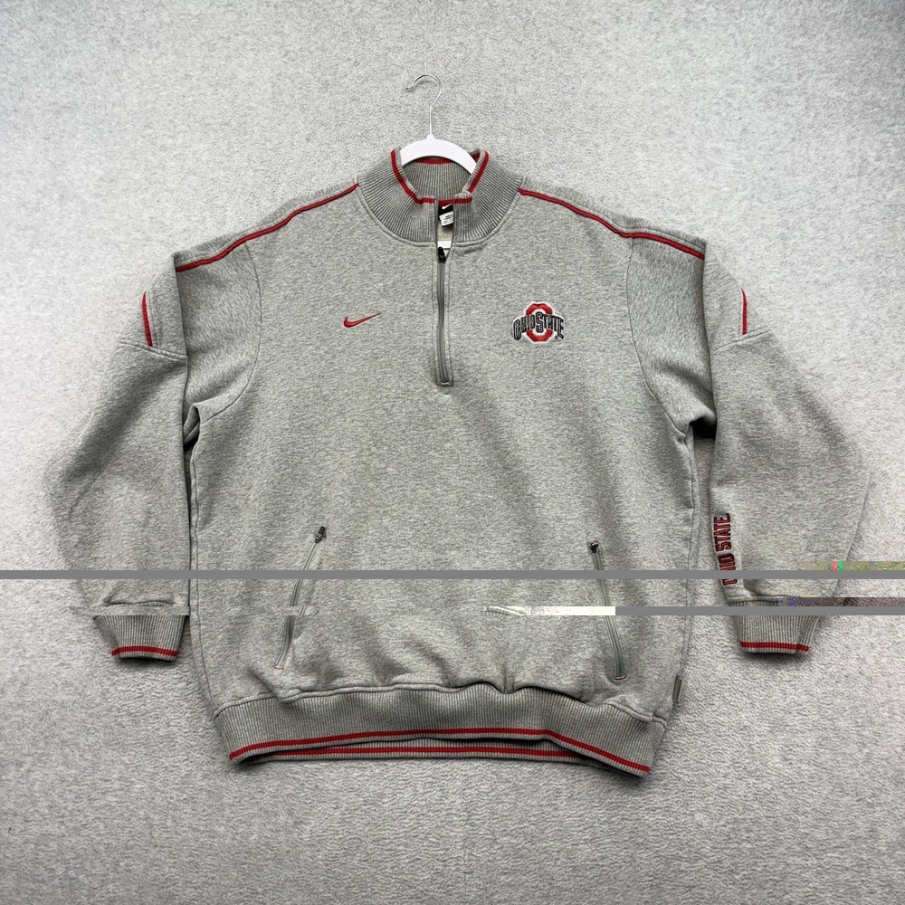 Nike Ohio State Buckeyes Basketball Quarter Zip Mens XXL Gray Fleece Pullover